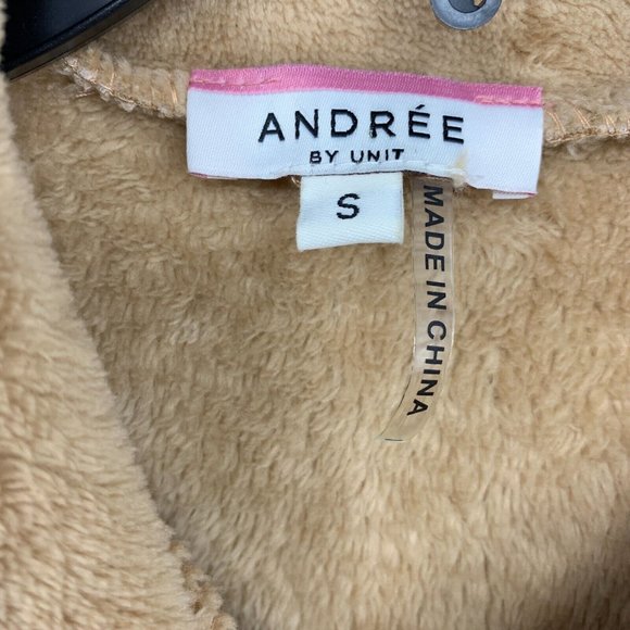 Andree by Unit Jacket Fleece Brown Tan Button Snap Pockets - Picture 3 of 6